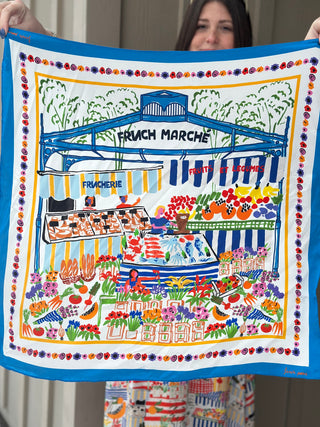 FRNCH Market Print Oceana Silk Scarf