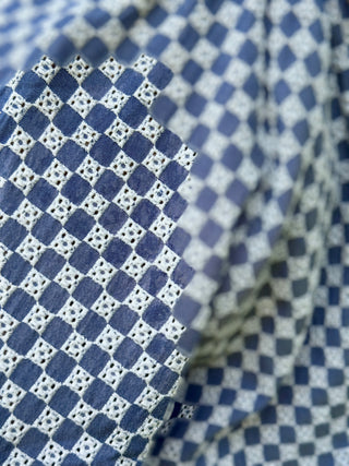 FRNCH Zinnia Denim & Eyelet Check Blouse