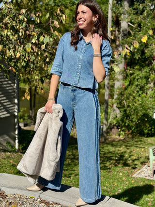 Yoga Denim Featherweight Lily Wide Leg in Alpine