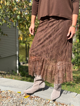 Astrid Vince Chocolate Lace Skirt