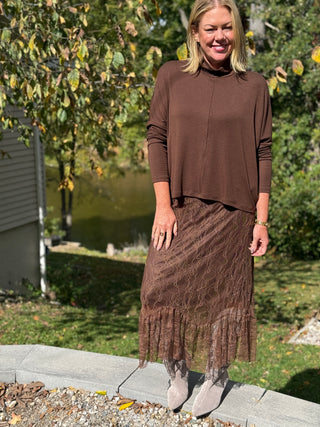 Astrid Vince Chocolate Lace Skirt