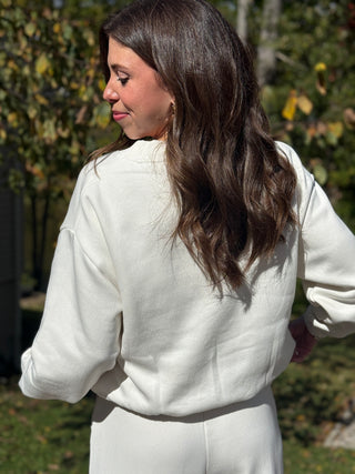 Paper Label Emma V Neck Blouson in Gardenia