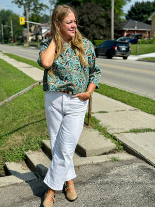 Poplin & Co Winter 3/4 Sleeve Birds Blouse