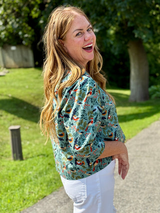 Poplin & Co Winter 3/4 Sleeve Birds Blouse