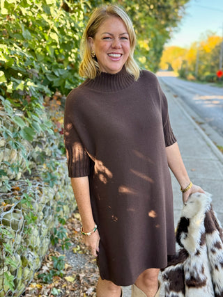 Pistache Rib Funnel Neck Fine Knit Dress