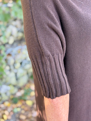 Pistache Rib Funnel Neck Fine Knit Dress