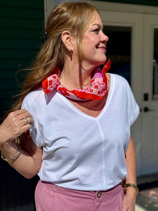 Duer Pima Cotton White V-Neck Dolman Tee