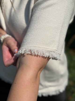 Pistache Fringe Crew Knit