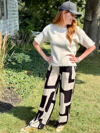 Pistache Fringe Crew Knit
