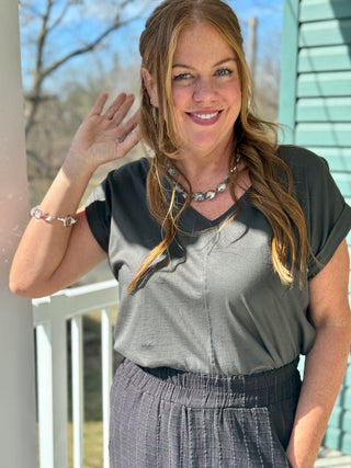 Duer Pima Cotton Evergreen V-Neck Dolman Tee