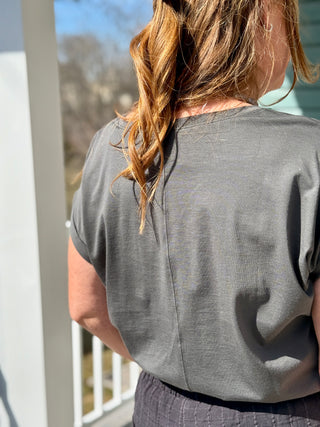 Duer Pima Cotton Evergreen V-Neck Dolman Tee