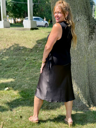 Pistache Satin Slip Skirt