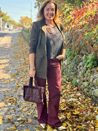 Fidelity Denim Katie Wide Leg in Bordeaux