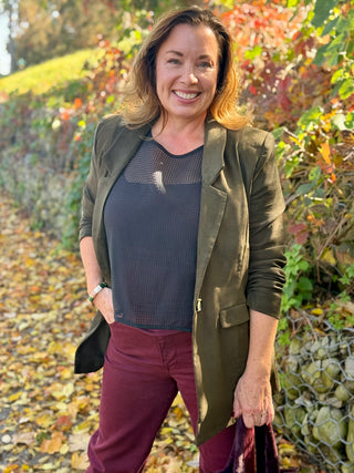 Hilary MacMillan Olive "Suede" Blazer
