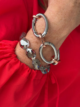 Lofttan Oval Link Bracelet in Silver & Rose Gold
