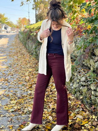 Fidelity Denim Katie Wide Leg in Bordeaux