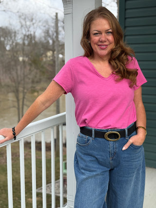 Hatley "Super Pink" Sadie V-neck Tee