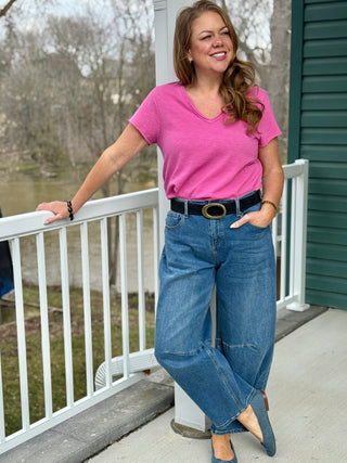 Hatley "Super Pink" Sadie V-neck Tee