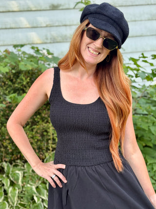 Lyla + Luxe Baker Boy Hat in Black