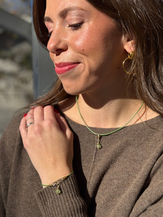 Leah Yard Fern Leather & Muse Charm Necklace