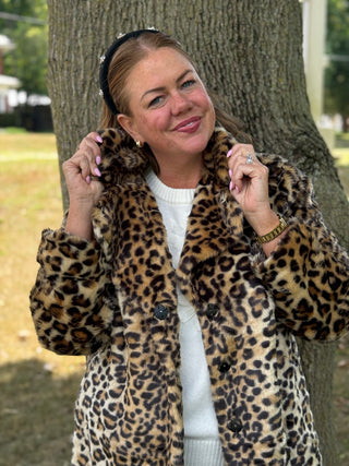 Lyla + Luxe Faux Fur Leopard Coat