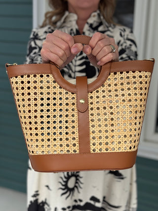 Mathilde Ventura Structured Raffia & Leather Bag