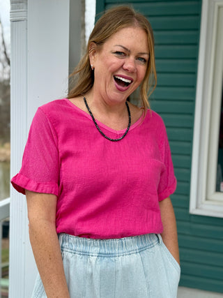 Pistache Mixed Linen Tee