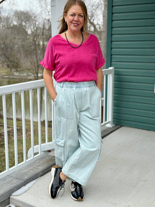 Pistache Mixed Linen Tee