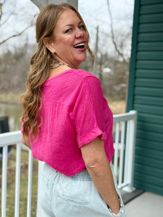 Pistache Mixed Linen Tee