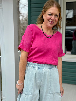 Pistache Mixed Linen Tee