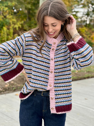 Cara & The Sky Clarisse Mini Striped Cardigan