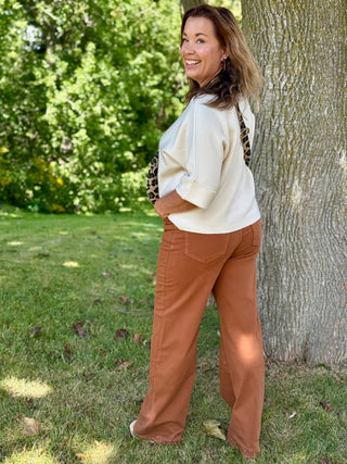 Yoga Denim Lily Wide Jean in Aurora Brown