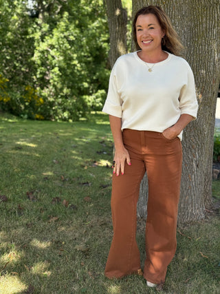 Yoga Denim Lily Wide Jean in Aurora Brown