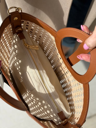 Mathilde Ventura Structured Raffia & Leather Bag