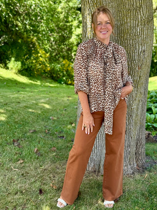 Yoga Denim Lily Wide Jean in Aurora Brown