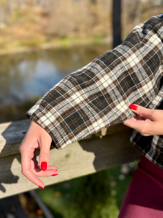 Brunette The Label Lightly Quilted Plaid Jacket