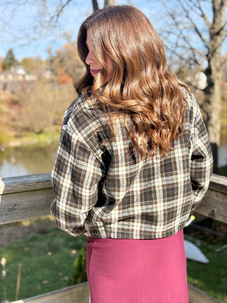 Brunette The Label Lightly Quilted Plaid Jacket
