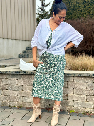Florentine Skirt in Green Palm Ditsy