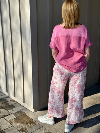 Pistache Split Leg Linen Pant