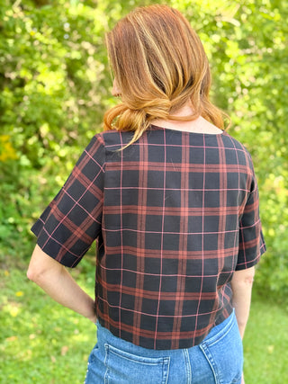 Chlo by Cokluch Soul Love Top in Burgundy Plaid