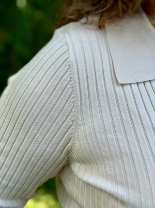 Paper Label Leona Rib Polo in Soy Milk