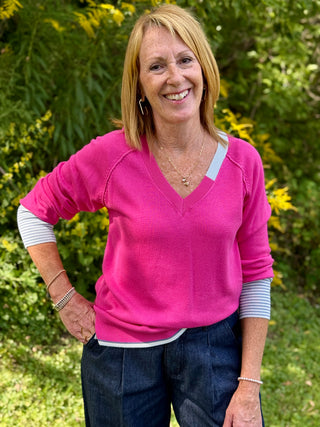 Hatley Cary Pink Lagoon V-neck Sweater