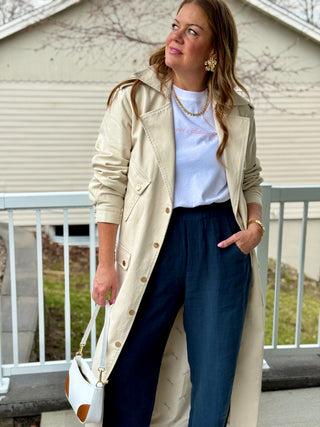Brunette The Label Gold Button Trench