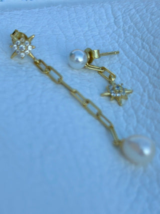 Pearl Edit: Pearl & Star Asymmetric Earrings