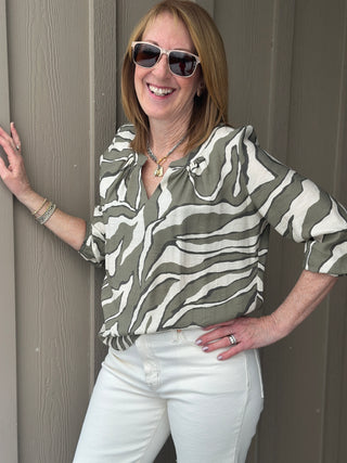 Brenda Beddome Khaki Zebra Blouse