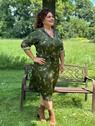 Astrid Green Garden Shirt Dress