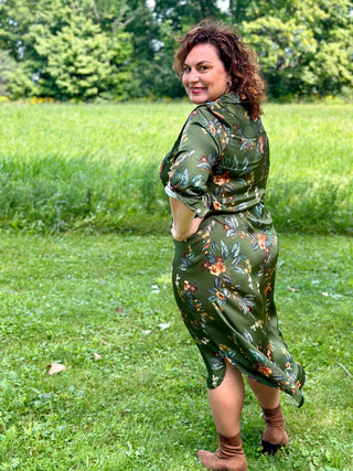 Astrid Green Garden Shirt Dress