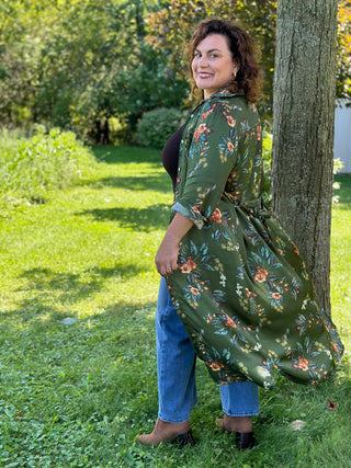 Astrid Green Garden Shirt Dress