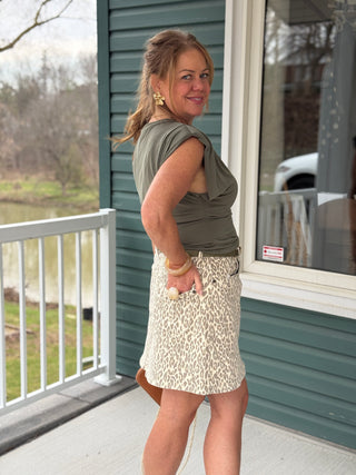 Yoga Denim Megan Leopard Skirt