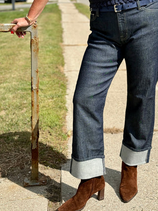 Fidelity Cali Cuff Straight Leg Jean in Oxford